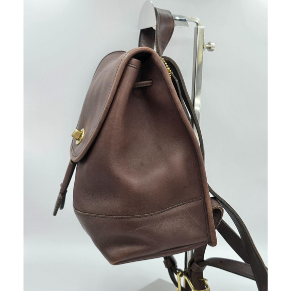 Coach 9960 Vintage Brown Leather Daypack Backpack Turn lock Drawstring & Wallet - Picture 7 of 16